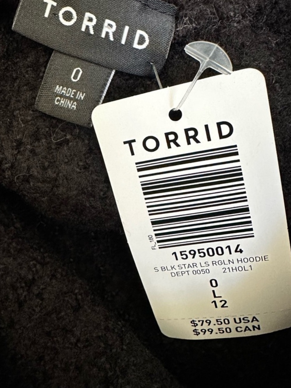 Torrid Black Star Embroidered Hoodie Sweater Size 0 12 NWT - Picture 9 of 16
